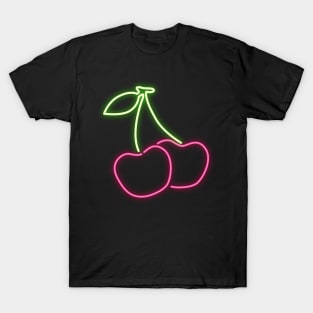 80s Retro Neon Sign Cherry T-Shirt